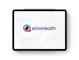 Tablet con la pantalla de inicio de eViaHealth