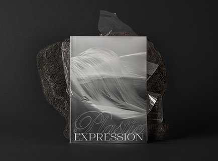 Libro del proyecto Plastic Expression sobre una piedra oscura