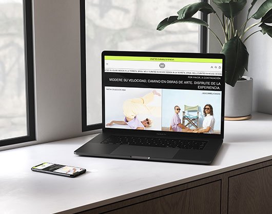 Portátil y móvil con la web de Touch Brand