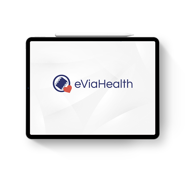 Pantalla de inicio de la aplicación eViaHealth en una tablet