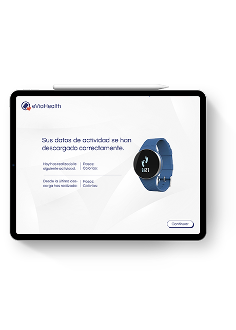 Pantalla de eViaHealth que confirma la descarga correcta de los datos
