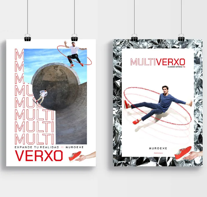 Dos carteles de la campaña Multiverxo colgados sobre fondo claro