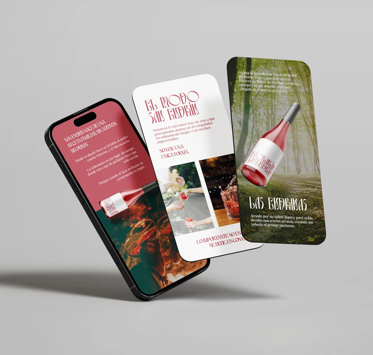 Tres móviles con la versión responsive de la web de San Endrín