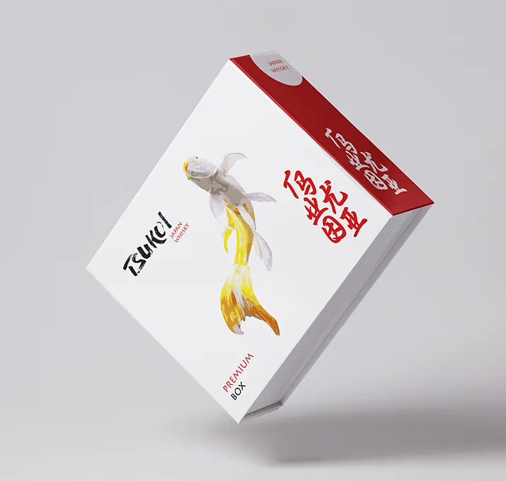 Caja premium de Tsukoi con ilustración de pez koi